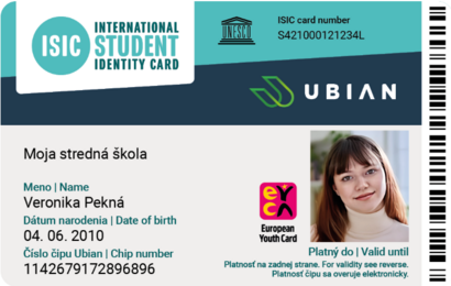 Preukaz žiaka  ISIC/EURO< 26 