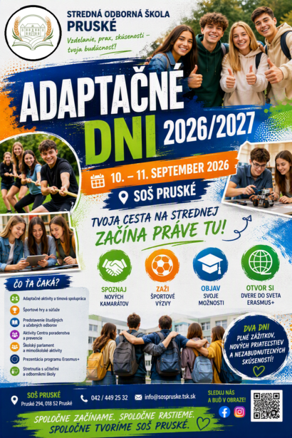 Adaptačné dni 2026/2027 na SOŠ Pruské
